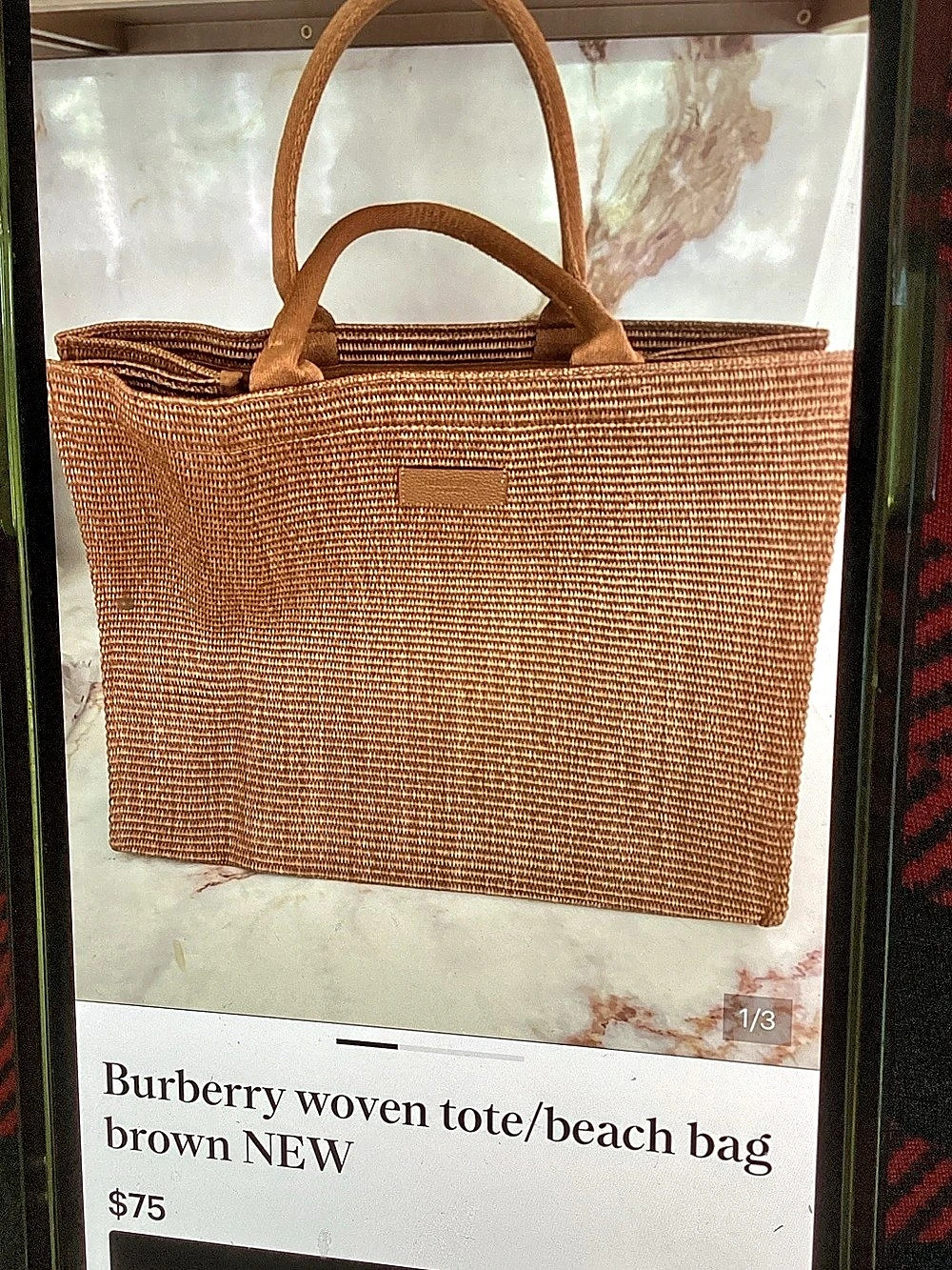 Burberry Woven Tote in Brown NEW